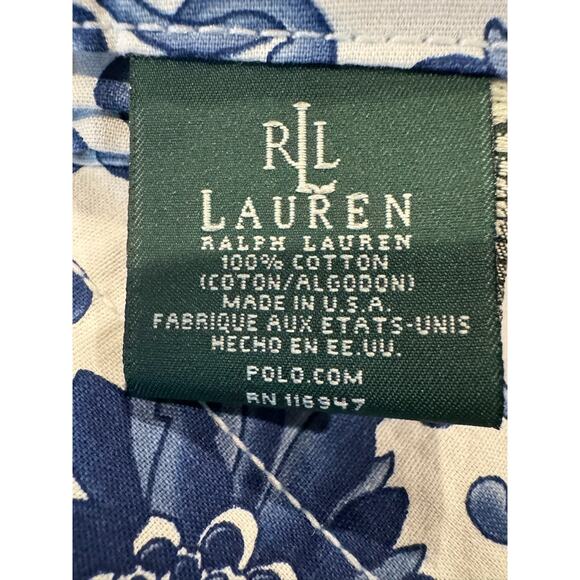 Ralph Lauren Porcelain Rosette QUEEN Flat Sheet Blue EUC - Picture 6 of 7